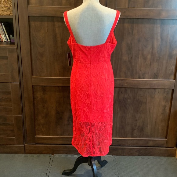 NWT-Lulus Meg Red Lace Sleeveless Tulip Hem Dress - Picture 6 of 8